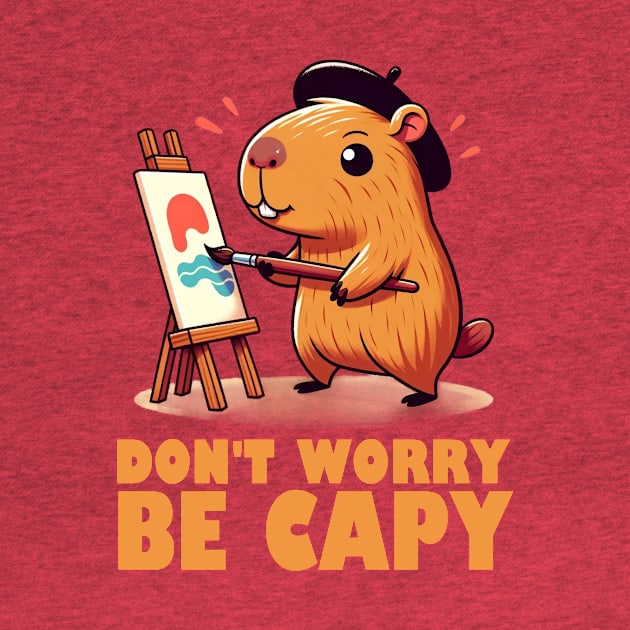 Don't Worry Be Capy - Capybara Painting by Threadtopia